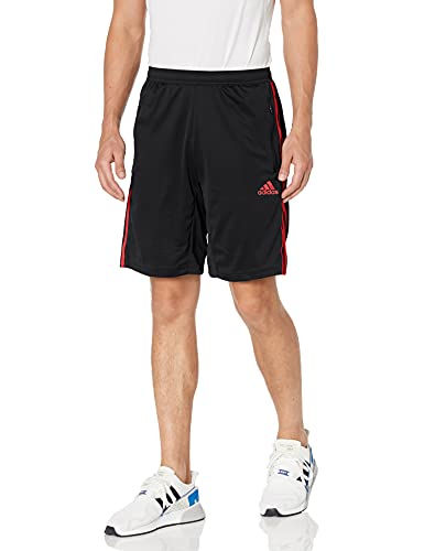 ADIDAS MEN'S DESIGNED 2 MOVE 3-STRIPES PRIMEBLUE SHORTS - Black/Scarlet - 3XLT New