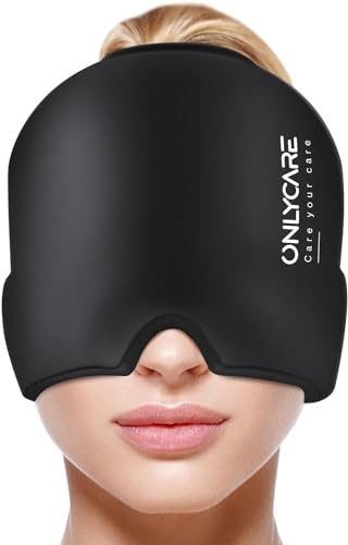 ONLYCARE Migraine Relief Cap,  Soothing Headache Hat, Ice Head Wrap (Black) - Like New