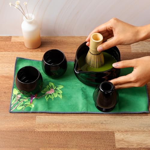 Marce Bamboo Whisk for Matcha Tea w/Bowl, Sifter, Holder and Scoop - Black - Like New