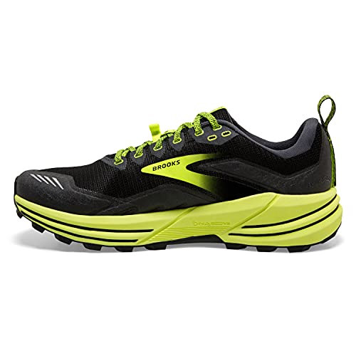 BROOKS MEN'S, CASCADIA 16 TRAIL RUNNING SHOE, SIZE 8 US, 7 UK - BLACK/EBONY - Like New