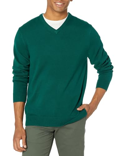 AMAZON ESSENTIALS MEN'S V-NECK PULLOVER SWEATER SIZE: MEN XL - DARK GREEN - Brand New