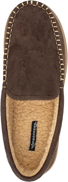 DOCKERS MEN'S MOCCASIN SLIPPER MEMORY FOAM - SIZE: MEN 12 - BROWN/WHITE - Like New