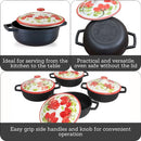 IMUSA USA LIMITED EDITION Hand Painted Cast Aluminum 8 Piece Set - Red Floral - Like New