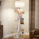 GUJIAM 7 Tier Bookshelf with Storage Light for Living Room, Bedroom - White - Like New