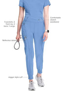 Cherokee Infinity Womens Scrub Jogger Pants Mid Rise Wicking XL PETITE - CIEL - Like New