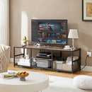 VECELO TV Stand Power Outlets Televisions 3-Tier Open Metal Frame - Brown - Like New