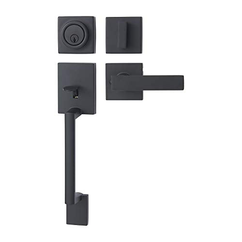 AMAZON BASICS FRONT DOOR LOCK SET HANDSET STAMFORD LEVEL CYLINDER - BLACK - Like New