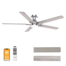 DAMINY 52 inch Ceiling Fans with Lights,5 Blades,6CCT, Low Profile Fan - Nickel - Like New