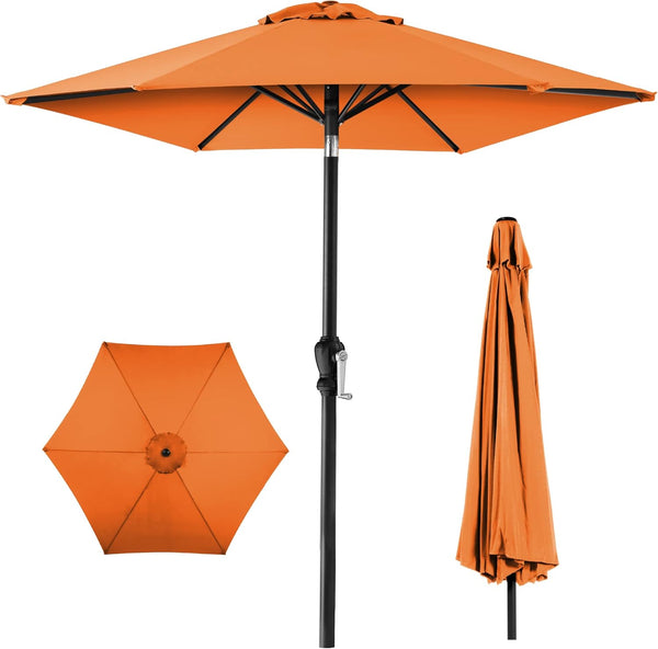 BEST CHOICE PRODUCTS 8FT STEEL POLYESTER MARKET PATIO UMBRELLA W/CRANK - ORANGE - Like New