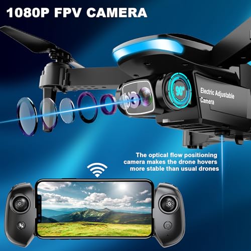 ODDIRE DRONE WITH CAMERA 2 BATTERIES CARRYING CASE PROPELLERS X28 - BLUE - Like New