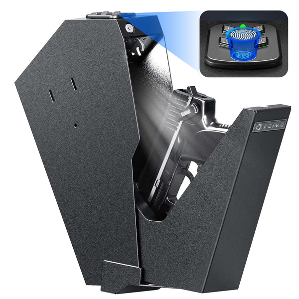 ADIMO GUN SAFE FOR HANDGUN BIOMETRIC PISTOL SAFE FINGERPRINT SINGLE MOUNT BLACK - Like New