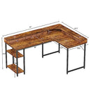 TREESLAND DUAL TIER L SHAPED DESK INCREASED DEPTH 5 DRAWERS - RUSTIC BROWN - Like New