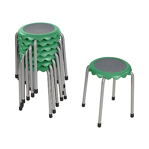 ECR4KIDS DAISY STACKABLE STOOL SET FLEXIBLE SEATING EMERALD 8-PIECE EMERALD - Like New