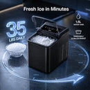 TYPHUR NUGGET ICE MAKER COUNTERTOP 35LBS/24H SELF-CLEANING PUMP - SS/BLACK - Like New