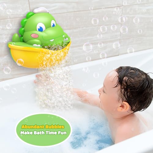 DIYFRETY BABY BATH TOYS LIGHT-UP DINOSAUR BATH BUBBLE MACHINE AUTOMATIC BUBBLE Like New