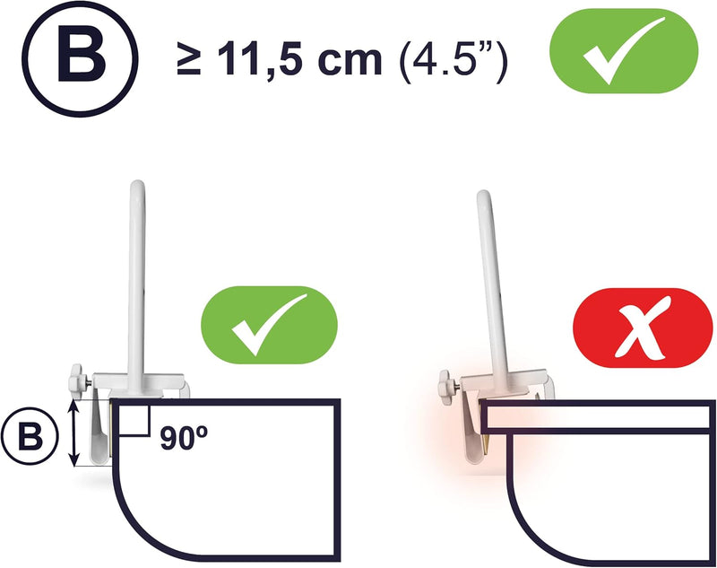 GENERIC BATHTUB HANDLE GRAB BAR (BATHTUBS WITH FLAT RIM ≥3.15") CLAMP TUB RAILS - Like New
