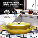 Klee 3.8 Quart Yellow Casserole Dish Lid Enameled Porcelain Cast Iron Cookware - Brand New