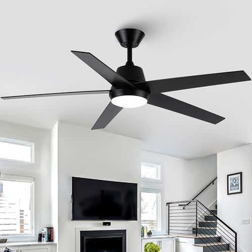 VACZON CEILING FANS LIGHTS REMOTE 52 INCH MODERN CEILING FAN QUIET - BLACK - Like New