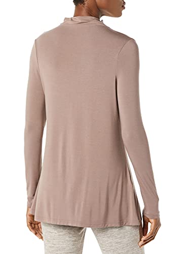 AMAZON ESSENTIALS WOMEN'S JERSEY LONG-SLEEVE MOCK NECK SWING TUNIC - DARK TAUPE - Brand New