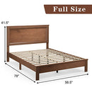 KOMFOTT Full Size Wood Platform Bed Frame, No Box Spring Needed - Walnut - Like New