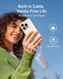 ANKER POWER BANK USB C CHARGER BLOCK 3-IN-1 5,000MAH CABLE, PLUG A1636 - WHITE - Like New