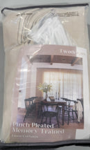 TWODRAPES PINCH PLEATED MEMORY TRAINED LINEN CURTAINS - BEIGE - Like New