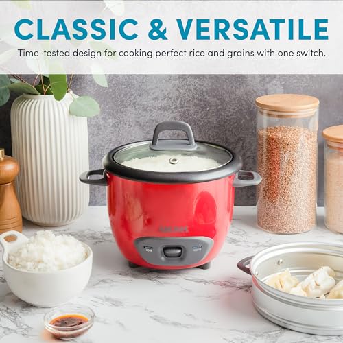 AROMA 6-CUP POT-STYLE RICE COOKER ARC-743-1NGR - RED - Like New