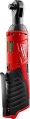 MILWAUKEE 2457-20 M12 CORDLESS 3/8" SUB-COMPACT 35 FT-LBS 250 RPM RATCHET RED - Like New