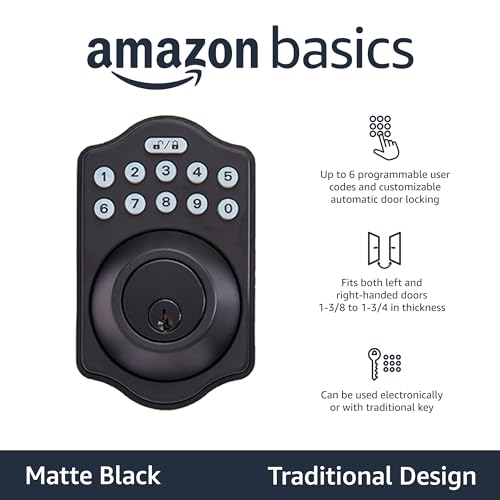 Amazon Basics Electronic Keypad Deadbolt Door Lock Touch-Control 1-Pack - Black - Like New
