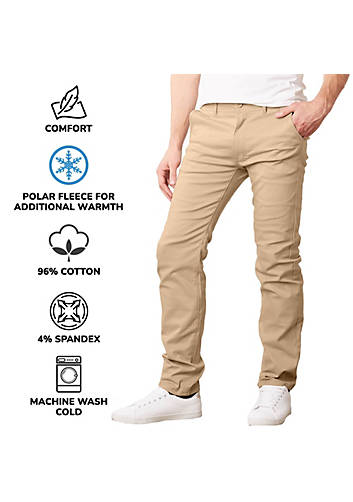 JUMP START MEN’S FLEECE-LINED STRETCH CHINO UNIFORM PANTS - KHAKI - SIZE 38X31 - Brand New