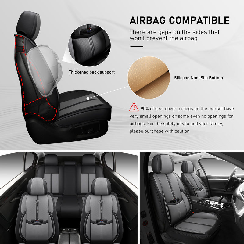 KIVAGURU CAR SEAT LEATHERETTE AUTOMOTIVE VEHICLE CUSHION COVER - BLACK GRAY - Like New