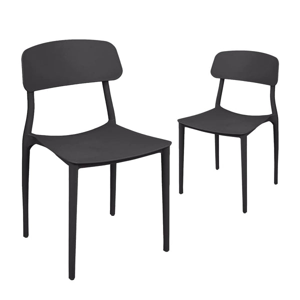 CangLong Slat Back PP Plastic Dining Chairs, Set of 2, Black - Like New
