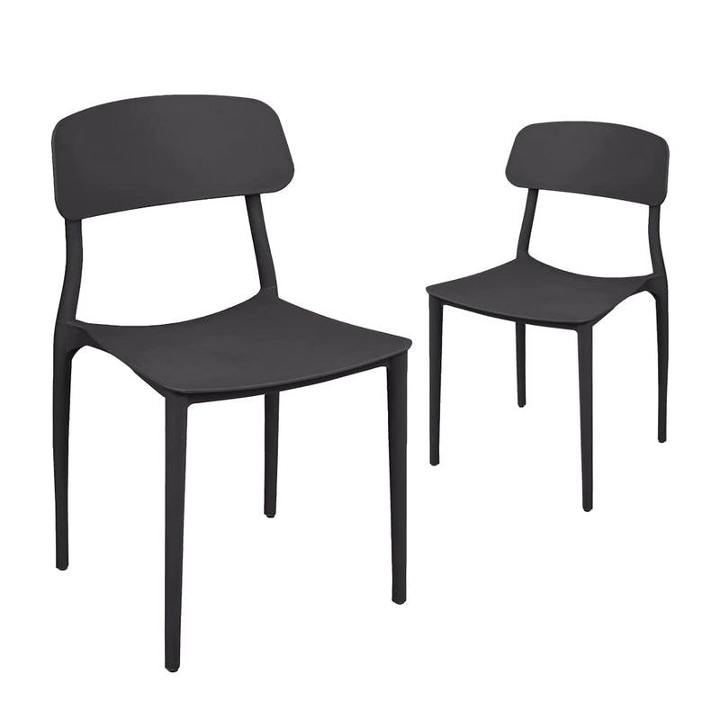 CangLong Slat Back PP Plastic Dining Chairs, Set of 2, Black - Like New