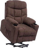 Living Room Power Lift Massage Recliner Chair Heated Ergonomic Lounge - Brown - Like New