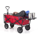 MACSPORTS OUTDOOR UTILITY WAGON FOLDING TABLE DRINK HOLDER WTC-230-BRIGHT/RED - Like New