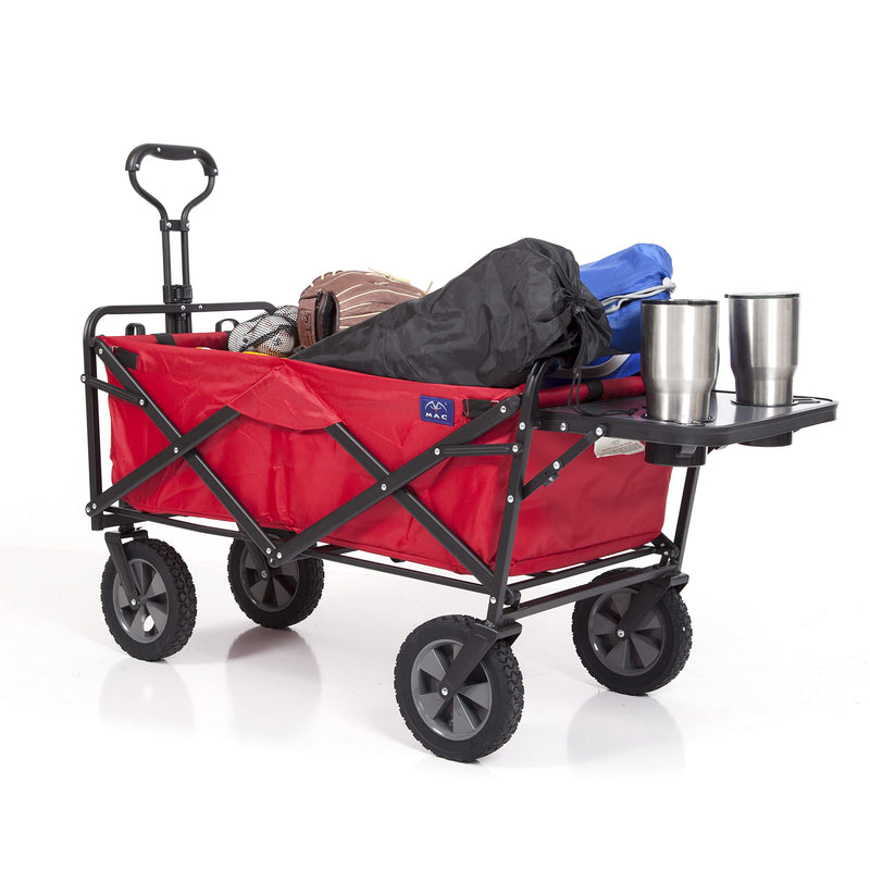 MACSPORTS OUTDOOR UTILITY WAGON FOLDING TABLE DRINK HOLDER WTC-230-BRIGHT/RED - Like New