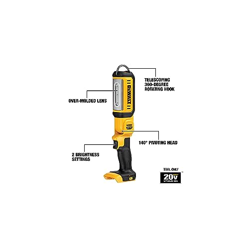 DEWALT 20V MAX LED WORK LIGHT RECHARGEABLE FLASHLIGHT PIVOTING HEAD - YELLOW - Like New