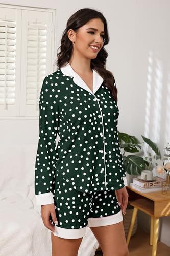 FKEEP BUTTON DOWN PAJAMAS SETS WOMEN TWO-PIECE SATIN SILK PJS GREEN XL - Brand New