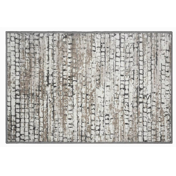 BIBB HOME WASHABLE FLANNEL PRINTED AREA RUG WITH LATEX BACK 4X6FT - URBAN TIMBER - Like New