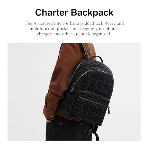 COACH CHARTER BACKPACK IN SIGNATURE DENIM CR762 - BLACK DENIM - Brand New