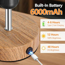 2-Pack Rechargeable Cordless Table Lamps 6000mAh - Wood Grain - Like New