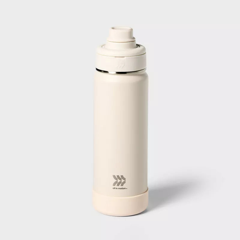 ALL IN MOTION 24OZ STAINLESS STEEL VACUUM INSULATED WATER BOTTLE - CHALK - Like New