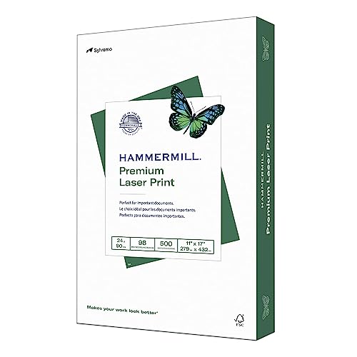 HAMMERMILL PRINTER PAPER PREMIUM LASER PRINT 24LB 11 X 17 1 REAM - 98 BRIGHT - Brand New