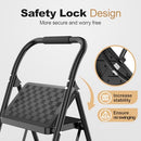 HBTOWER 3 STEP LADDER, 3 STEP STOOL WITH CUSHIONED HANDLE STEP LADDER - BLACK - Like New
