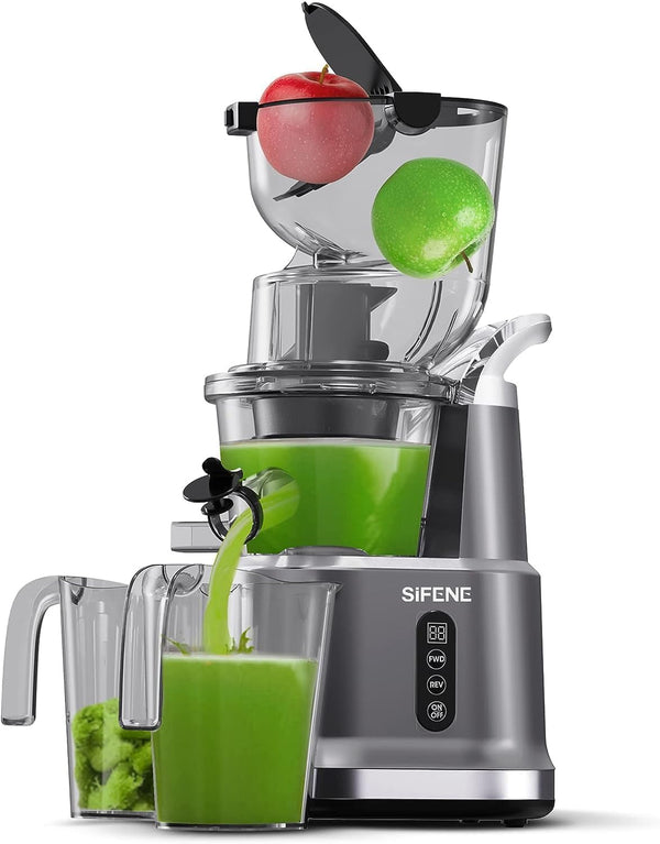 SiFENE Cold Press Juicer Machines, Big Mouth 83mm - Light Gray - Scratch & Dent