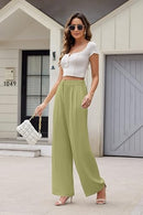 KICZOY SUMMER WOMEN HIGH WAIST WIDE LEG DRESS PANTS SIZE: WOMEN M - GREEN - Brand New