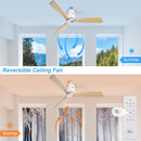 Sofucor 52" Low Profile Ceiling Fan No Light Wood Fan Blades - White, Burlywood Like New