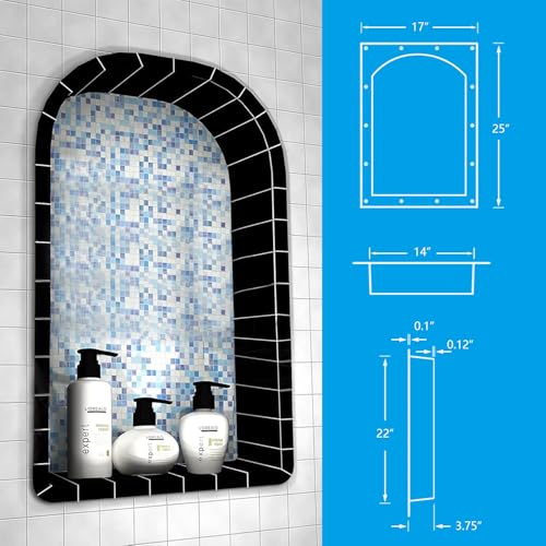 UNI-GREEN RECESSED SHOWER NICHE ARCH TOP SINGLE SHELF 17X25 UGARN101 - BLACK - Like New