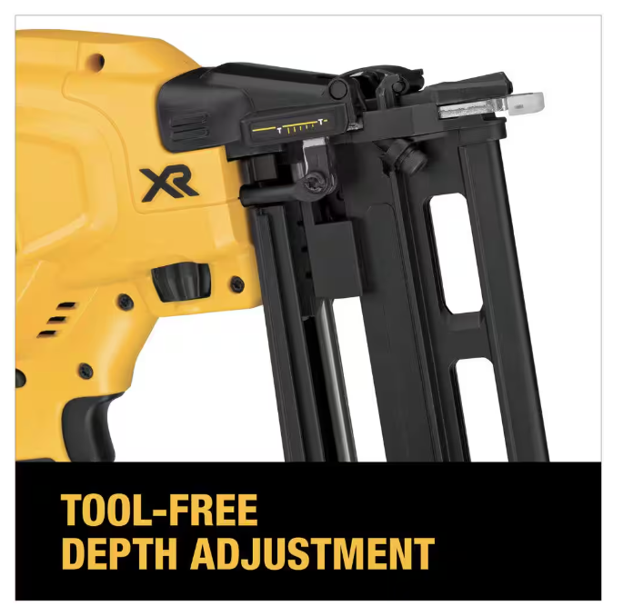 DEWALT 20V MAX XR 16-GAUGE LITHIUM-ION CORDLESS FINISH NAILER (TOOL ONLY) YELLOW - Like New