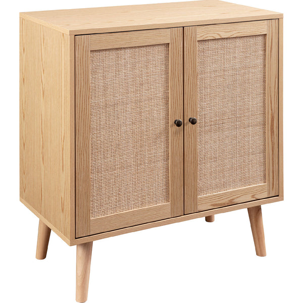 WALKER EDISON 30" WOOD & RATTAN 2 DOOR ACCENT CABINET IN - Scratch & Dent